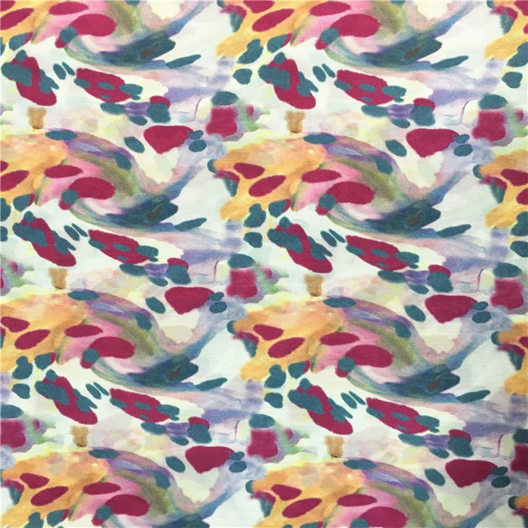 Custom new design high quality digital printed lotus silk fabric