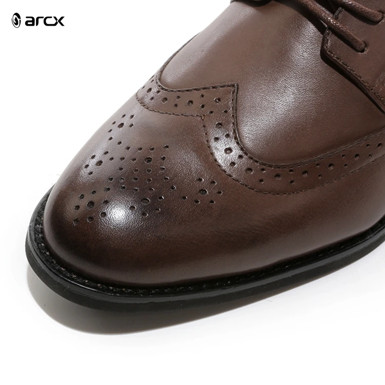 ARCX Men Dress Shoes Genuine Leather Classic Lace Up  Brogue Style Shoes