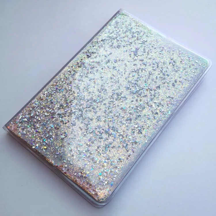 notebook PVC cover with liquid and sequin inside