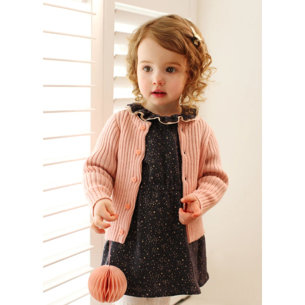 High quality fashion new design child girl pink cardigan sweater