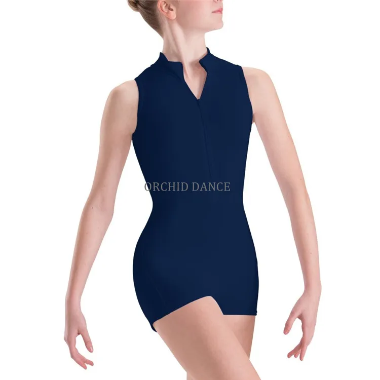 Factory Wholesale High Quality Kids Girls Shiny Lycra Short Black Unitard