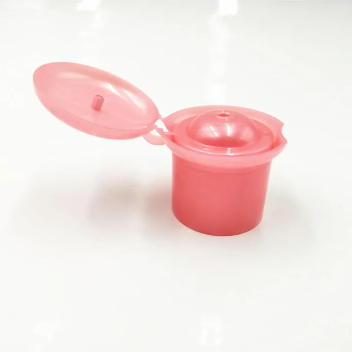 28/415 plastic pink mushroom flip top cap for bottles lids caps customized factory wholesale caps supplier