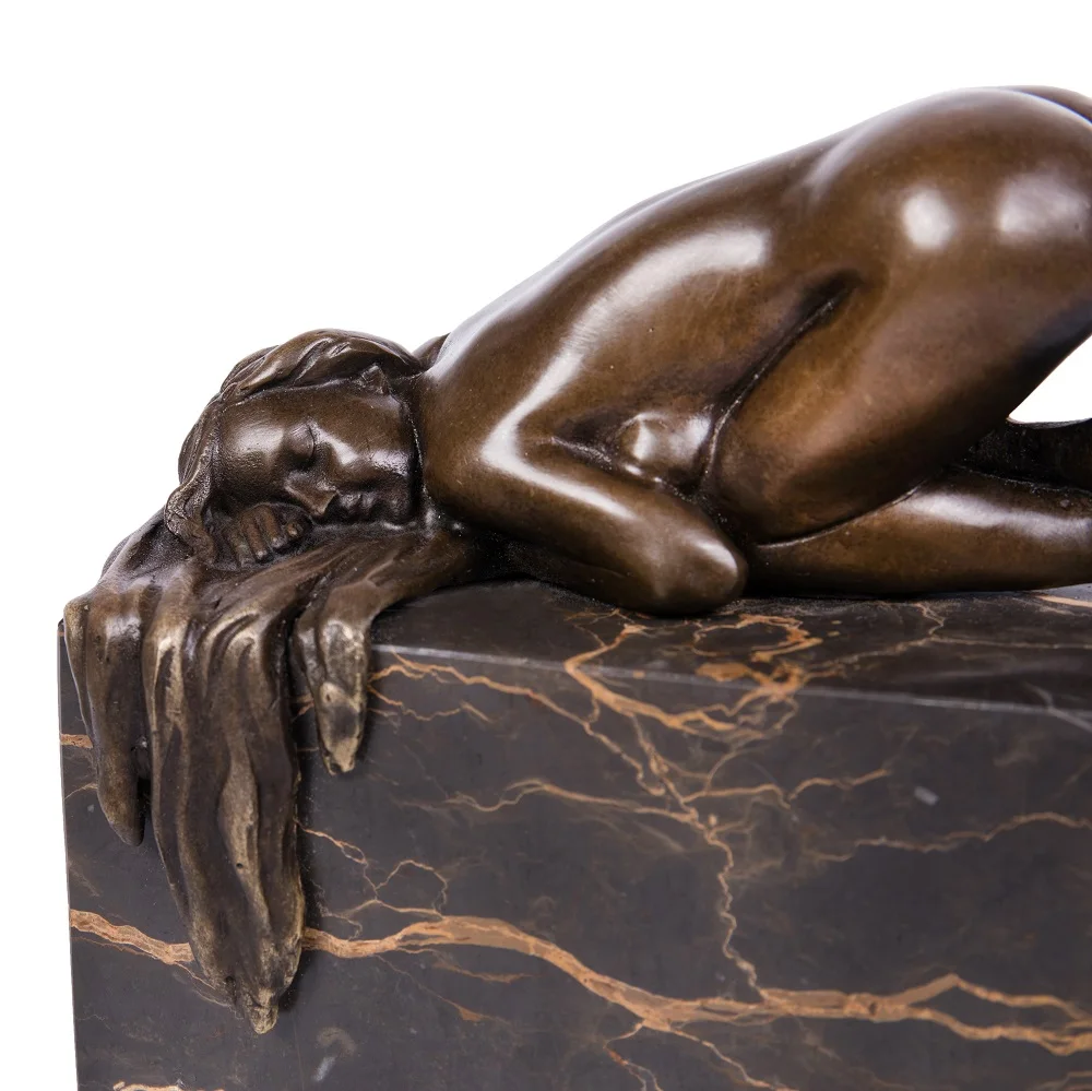 
SHTONE Indoor Art TPE-868 Small Sleepy Female Sculpture Nude Women Brass Statue 
