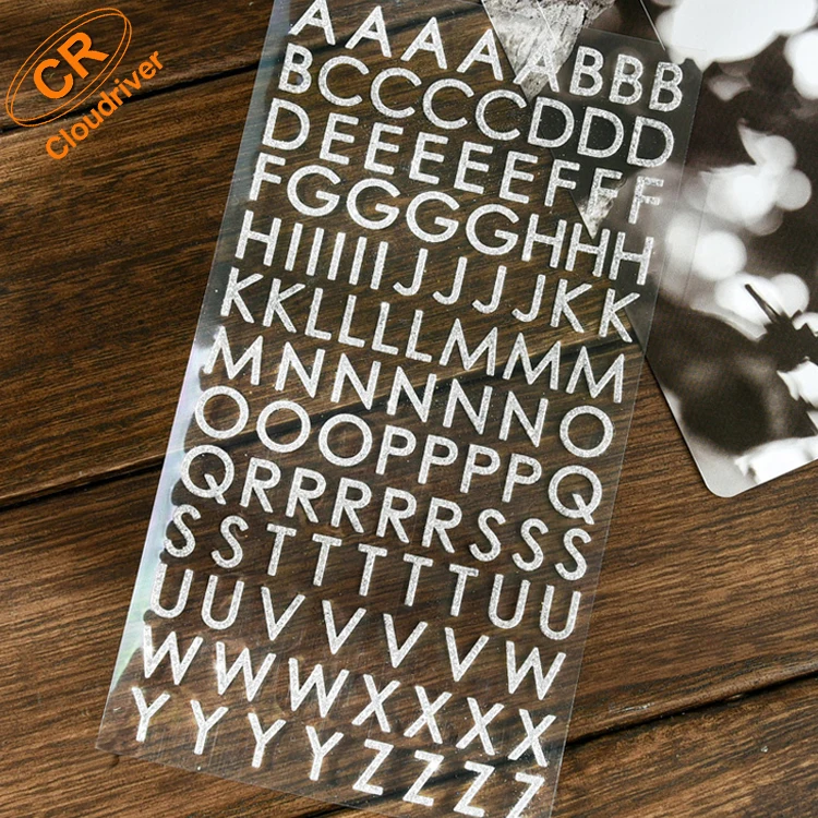 Customized Newest Cheap Paper / Puffy Alphabet Glitter Sticker For Children