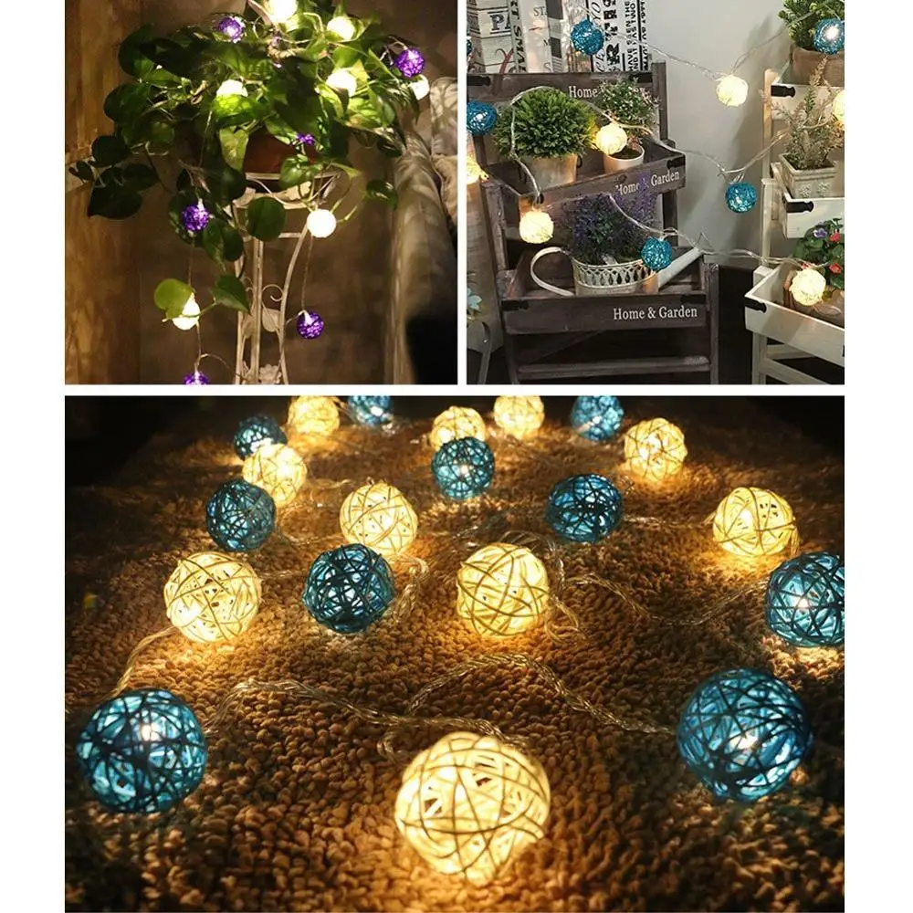 LED Wholesale Supplier Battery Operate Mini Rattan Balls Outdoor String Light