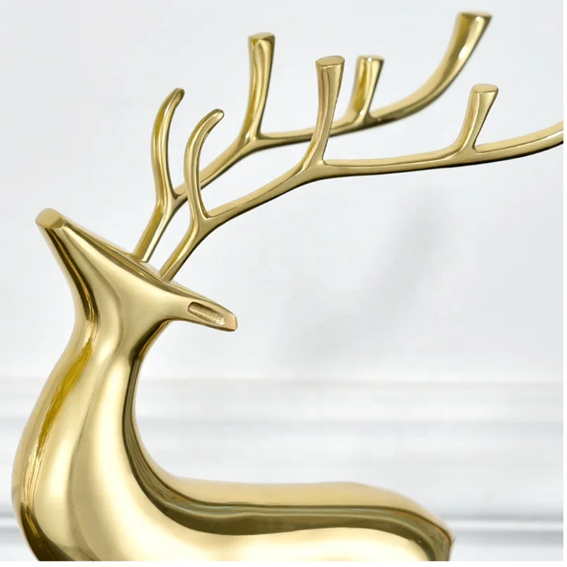 Abstract elk statue Office sitting room Wine cabinet Study Ornament brass/bronze elk statue
