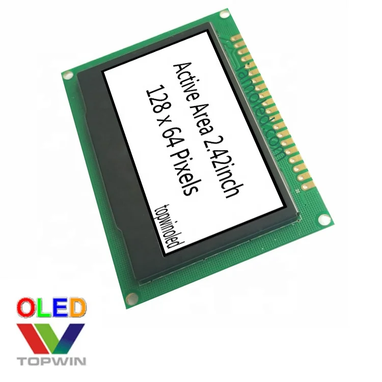 2.4' 2.42inch 2.42 inch 128x64 pixels green color oled module with PCB board TW28641240A05 ssd1309 driving IC multi Interface