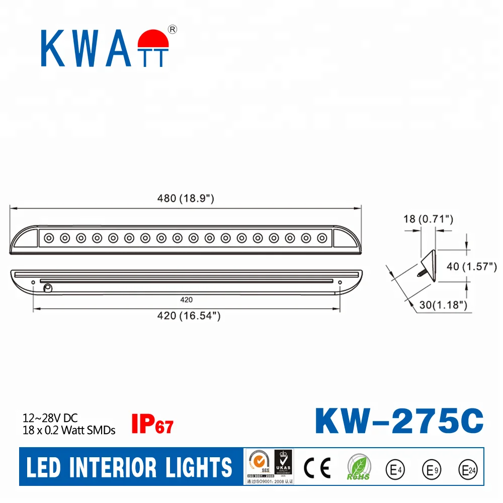 
Factory High Quality Newest Waterproof IP67 LED RV 12V-24V Car Interior Lights With CE RoHS 