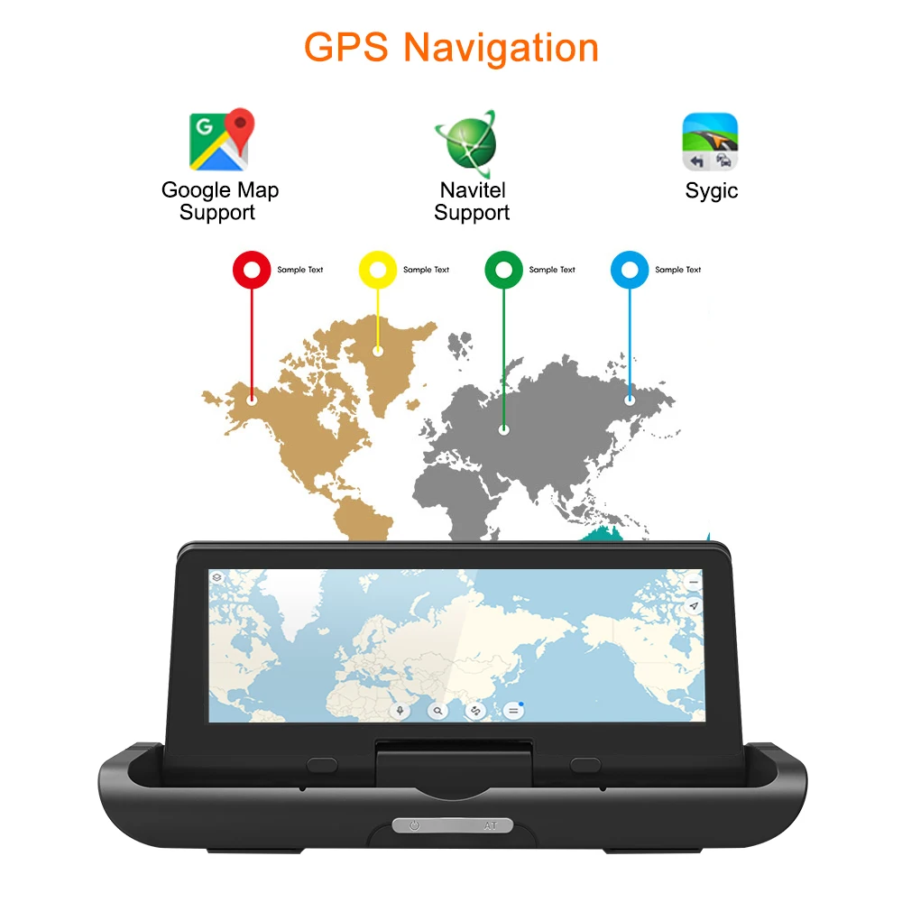 Electric folding Car DVR 8' 4G Android 1080P Full HD Car GPS Navigator DVR Camera ADAS Dual Lens Night Vision Video Recorder