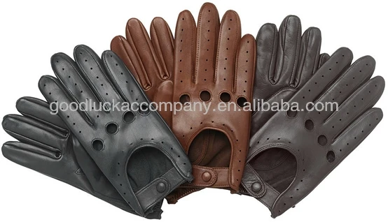 mens short fashion black leather glove with golden zipper