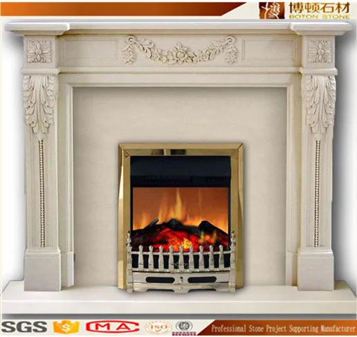 2021 BOTON STONE polished natural marble stone beige freestanding fireplace stove