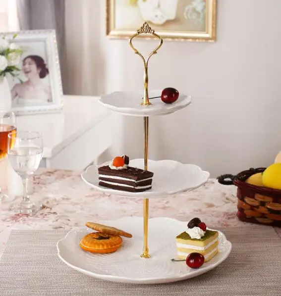 3-tier Pink Ceramic Cake Stand/Tea Party Pastry Serving Platter/ Food