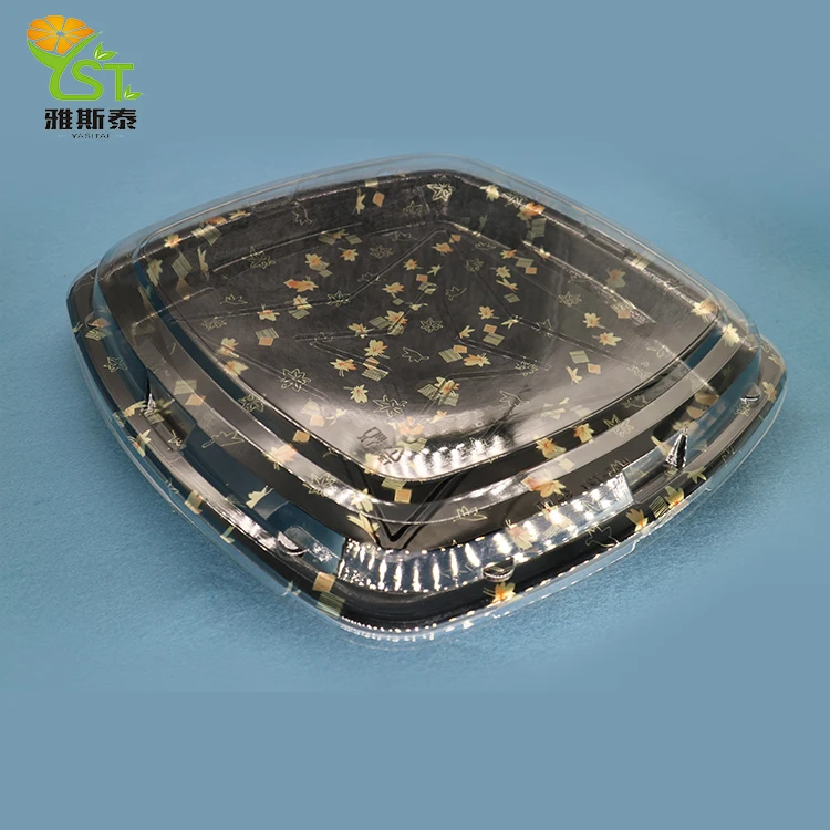 Одноразовая рельефная пластиковая коробка для суши квадратной формы/лоток для вечеринки на вынос