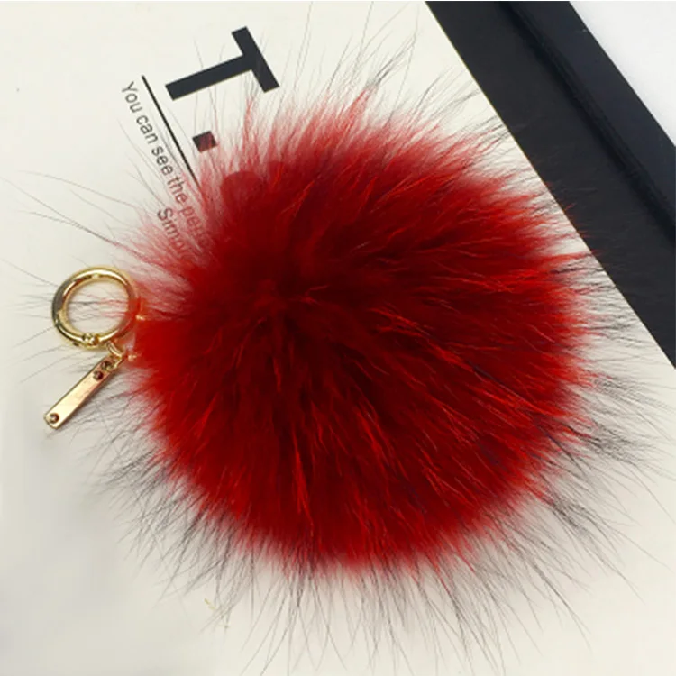 fashion colorful pompons fur ball 14cm  with snap  for decorate wholesale real raccoon fur pom pom