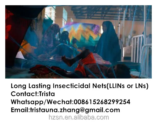 100%Polyester Long Lasting Insecticidal Mosquito Net 55mg/m2 Deltamethrin impregnated