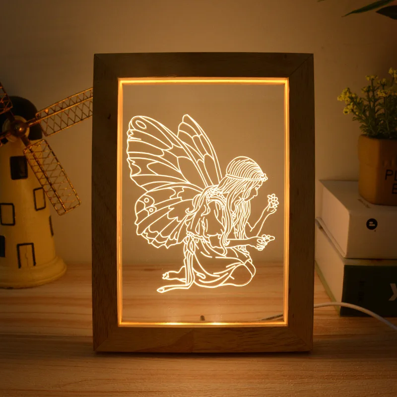 Fairy 3D LED Night Light Photo Frame Abstract Illusion LED Table Lamps For Bedroom Living Room Art Decor Christmas Gifts