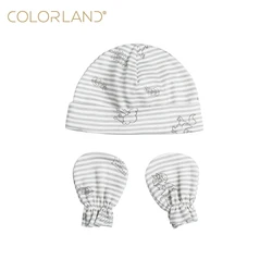 Комплект хлопковых варежек и шапочек COLORLAND для новорожденных, детская шапка с перчатками
