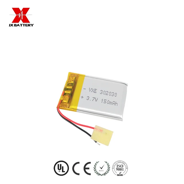 minicell rechargeable 3.7v lithium ion lipo battery 302030 150mAh for personal stereo