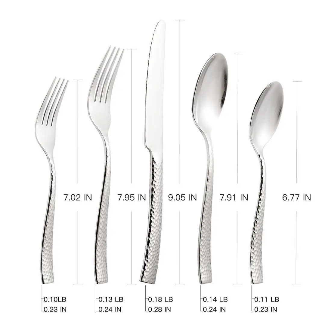 Wholesale forged stainless steel hammered silver cutlery set for wedding