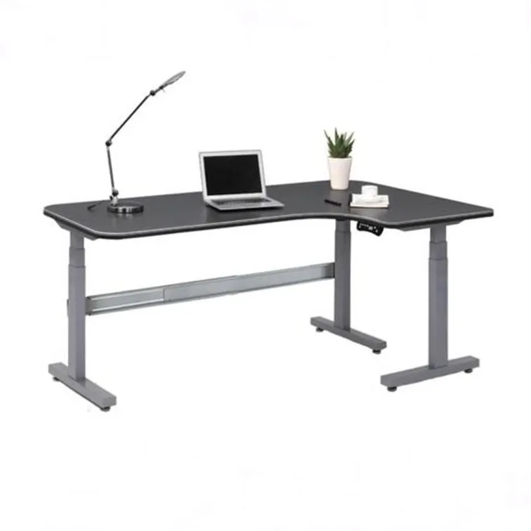 Electric Sit To Stand Office Desk Convertible Ergonomic Metal Steady Of L Shape Frame Computer Adjustable Height Table