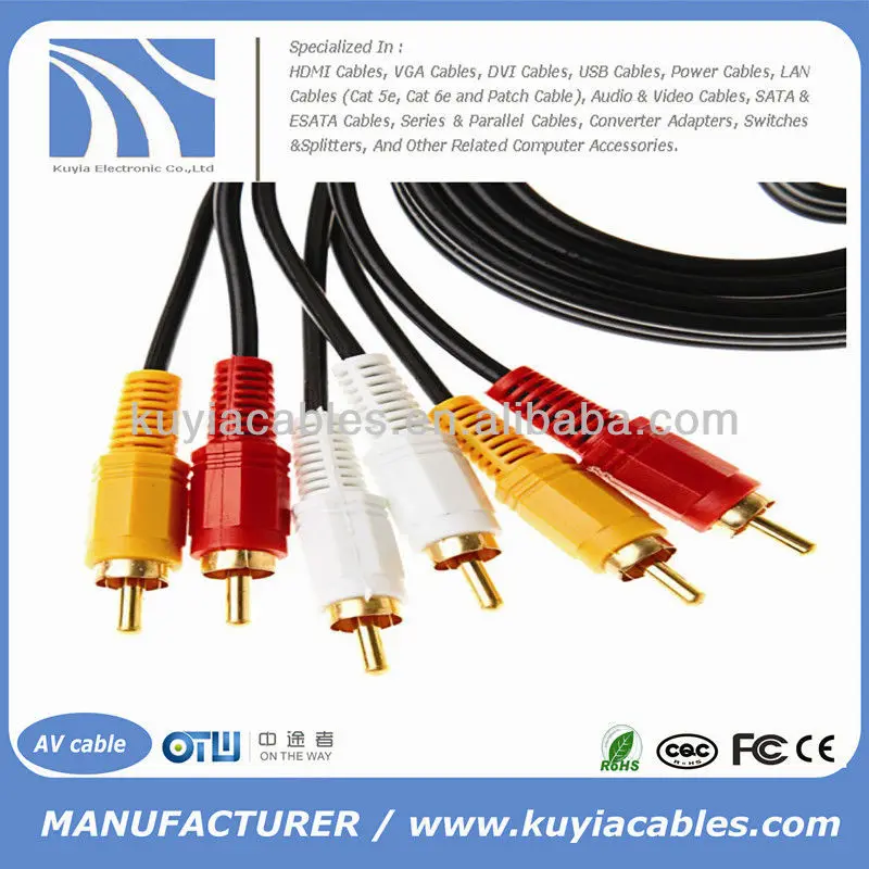 16ft 3 rca кабель av аудио 3-rca шнур для dvd-видеомагнитофон 5m