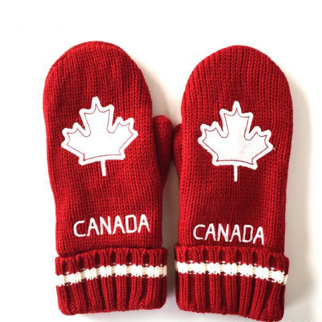 Youth or Adult Chunky Knit Mittens Gloves Fleece Lined Mitaines Gloves For Canada Market