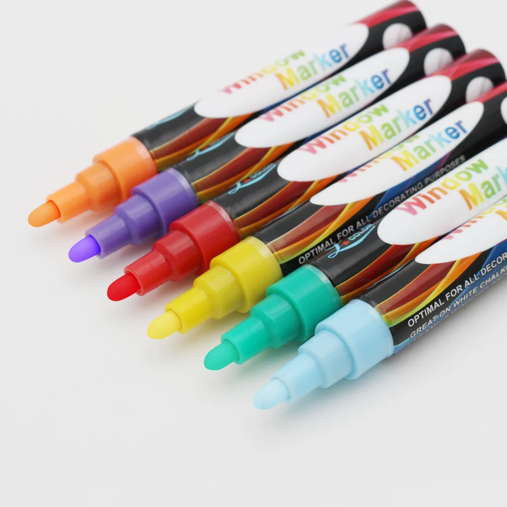 32 colors Fine reversible tip 3mm white chalk markers for blackboard