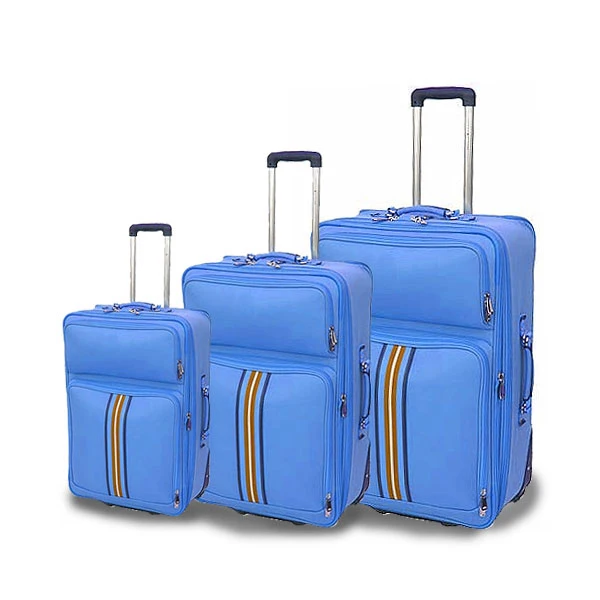 Синие мягкие Полиэстеровые дорожные сумки на колесиках, комплект для багажа