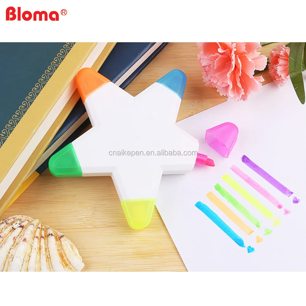 Cheap cost five star 5 in 1 highlighter pen for promotion and Kids DIY