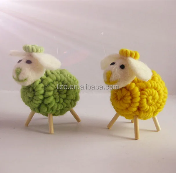 Customized Lovely wool felt yarn Knitted Stuffed Animals- colourful sheep