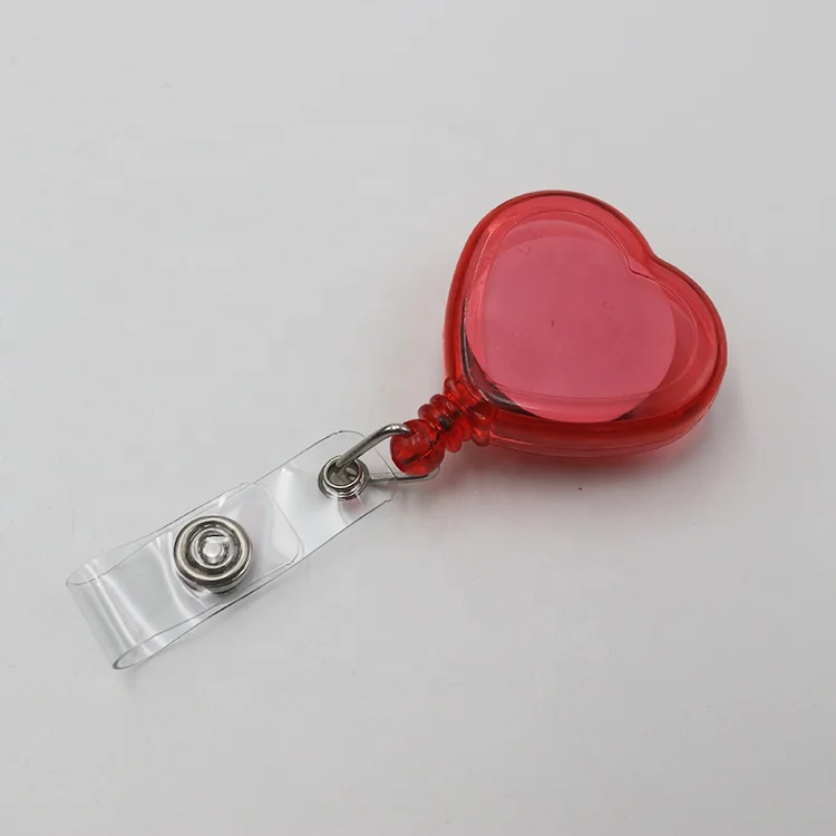 
Heart shape custom retractable ABS id badge reel holder 