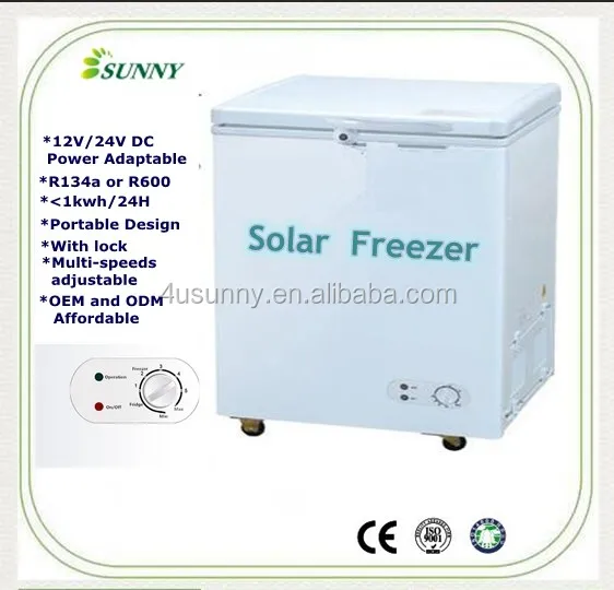 DC 12V 24V 165L Deep Chest Solar Freezer