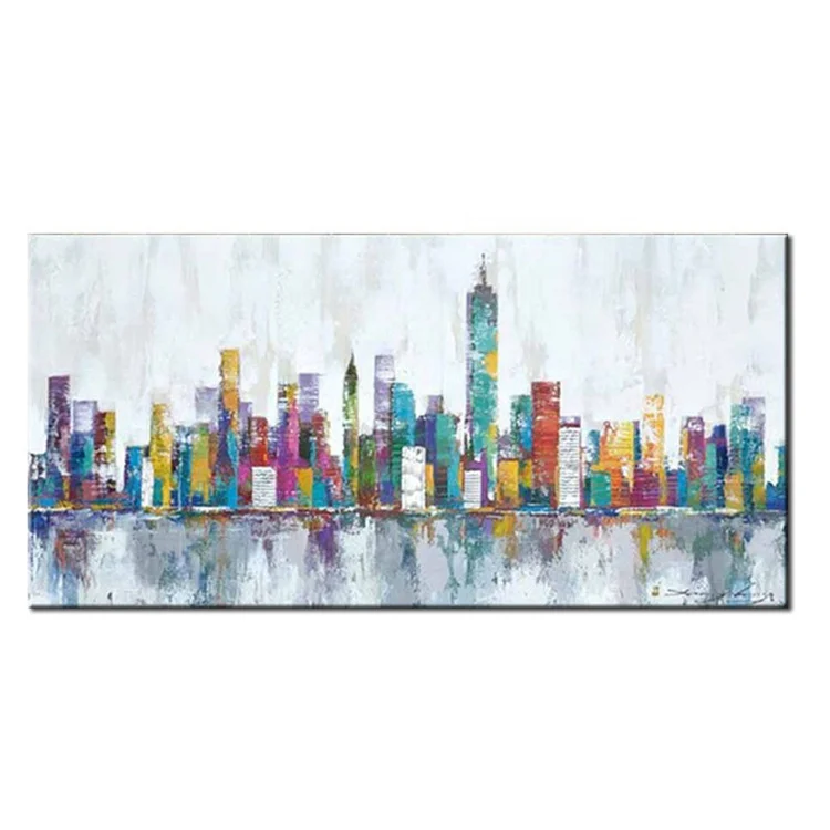 Палитра ножей пейзаж стены Искусство Ручная роспись абстрактный город пейзаж масляная живопись