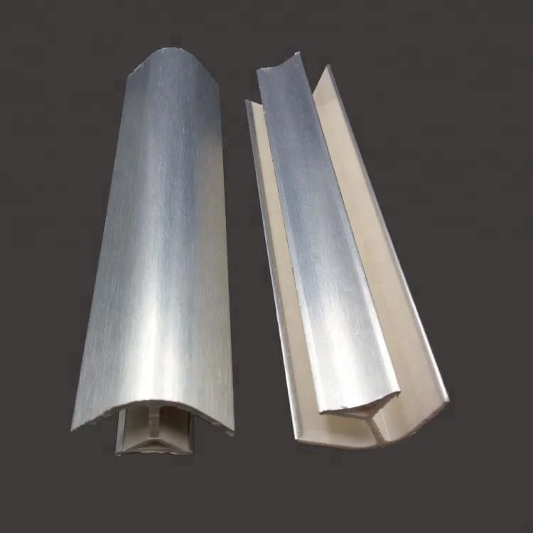 aluminum brushed plastic corner with foiled two sides for pvc skirting