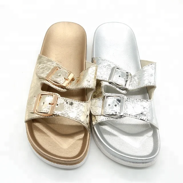 
Popular New Design Luxury Leather Ladies Slippers Glitter Women Slide Sandals PU Strap Slippers For Women 