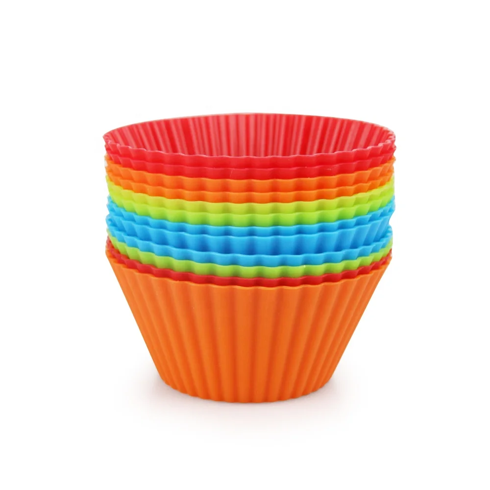 Wholesale Baking Tools Round Shaped Customized Size Colorful Food-grade Silicone  Muffin Cups Cake Molds