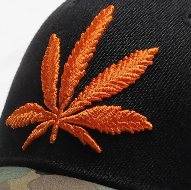 OEM black acrylic hemp embroidered base ball cap baseball caps and hats curved snapback caps with camo brim for men