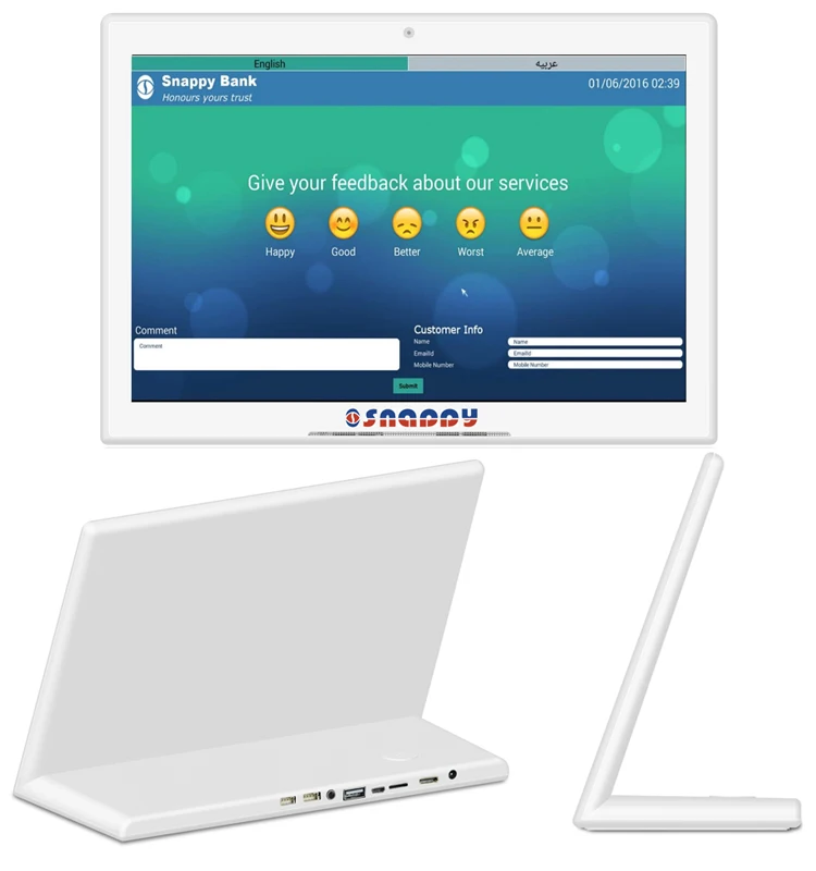 7 дюймов Android клиентского отзыва система управления с сенсорным экраном из серии все в одном, с сенсорным сервис рейтинг терминал с L для изогнутой поверхности