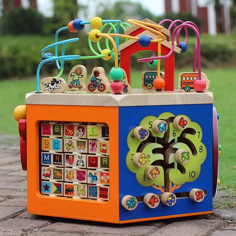 Early Learning Educational Bead Maze baby wooden activity cube wooden child toy