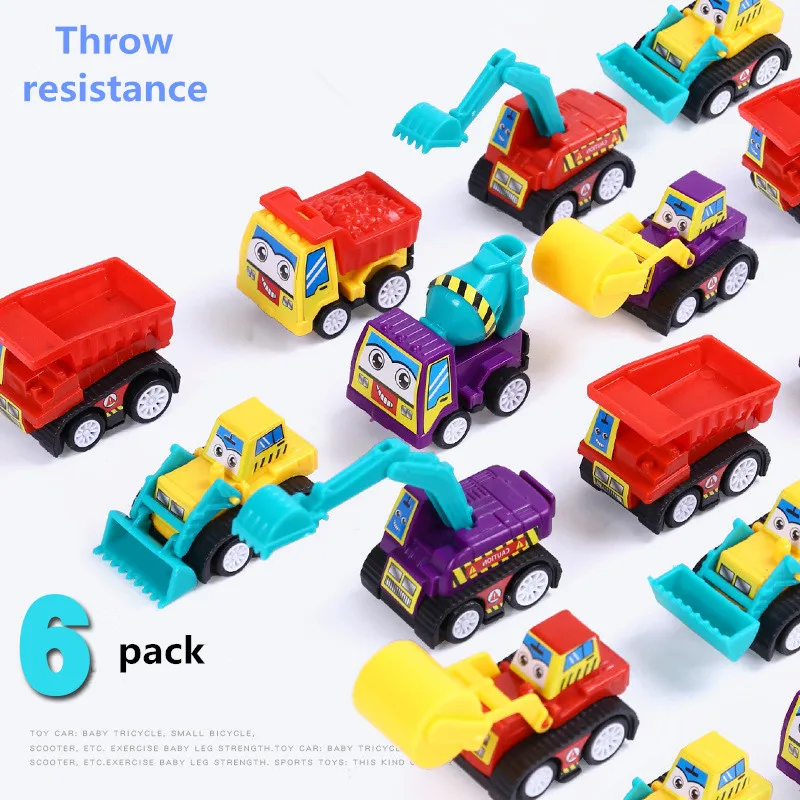 6 Pack Mini Assorted Construction Vehicles and Race Car Toy, Yeonha Toys Vehicles Truck Mini Car Toy for Kids