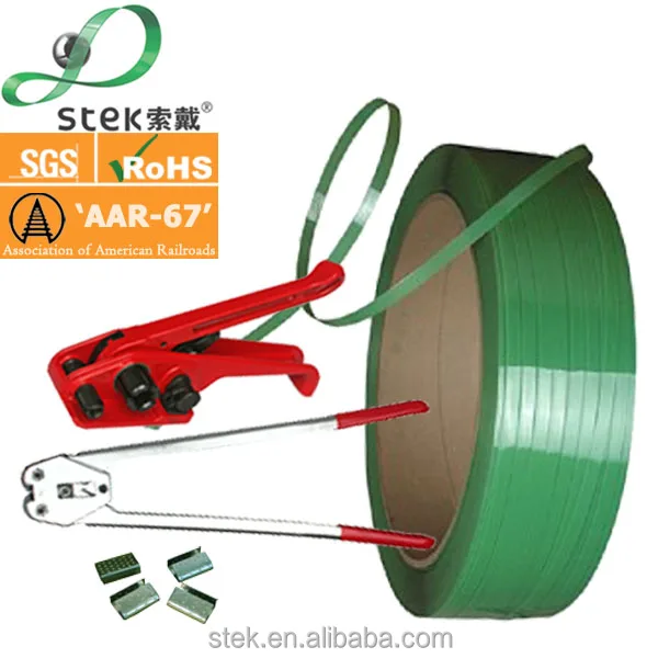 Зелёный полиэфирный ПЭТ-ремень STEK для тяжелой упаковки с высокой прочностью на разрыв