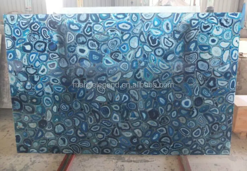 Luxury interior design blue agate crystal slab natural backlit blue agate wall for villa