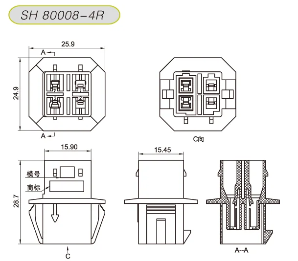 MOLEX 4pin  351800400 microwave oven wire to wire  receptacle housing  connector dji usb connector