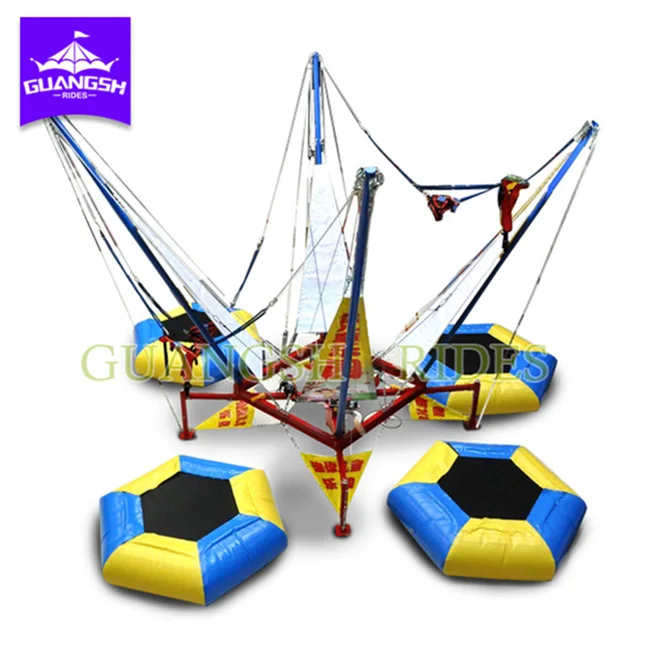 Attraction kids amusement jump rides Bungee Cord with 4 Trampoline