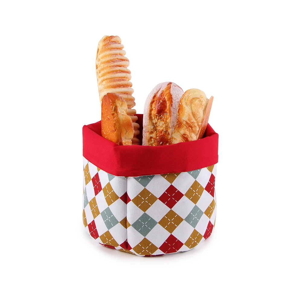 Doctorhome Hot selling food storage basket round soft cotton folding bread basket