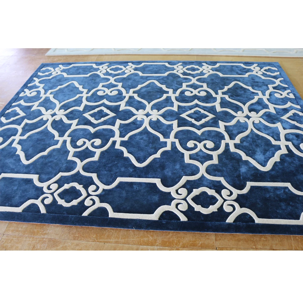 Wholesale Custom Luxury Carpet royal palace rugs blue viscose silk rug carpet luxury rug carpet