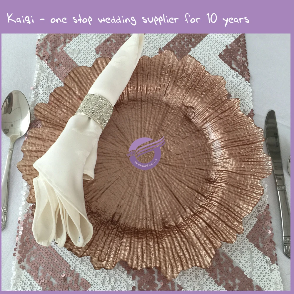 PZ29000 rose gold Reef Glass Charger Plate wholesale