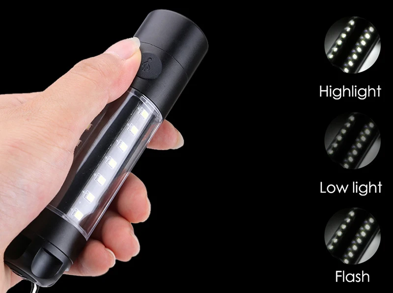 3w Aluminum Rechargeable LED Flashlight  with 360 Degree Light 6 Flash Modes