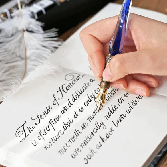 Creative Handmade Glass Pens multi color options Pattern Transparent Pen Gift Set sign pen wholesale