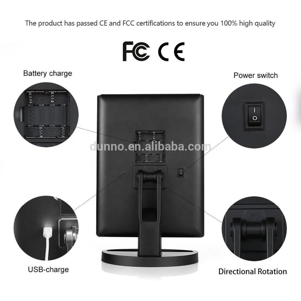 Складное настольное зеркало для макияжа с сенсорным экраном, 21 светодиод